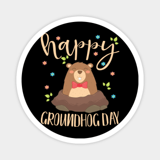 Happy Groundhog Day Funny Groundhog Clipart Gift Magnet